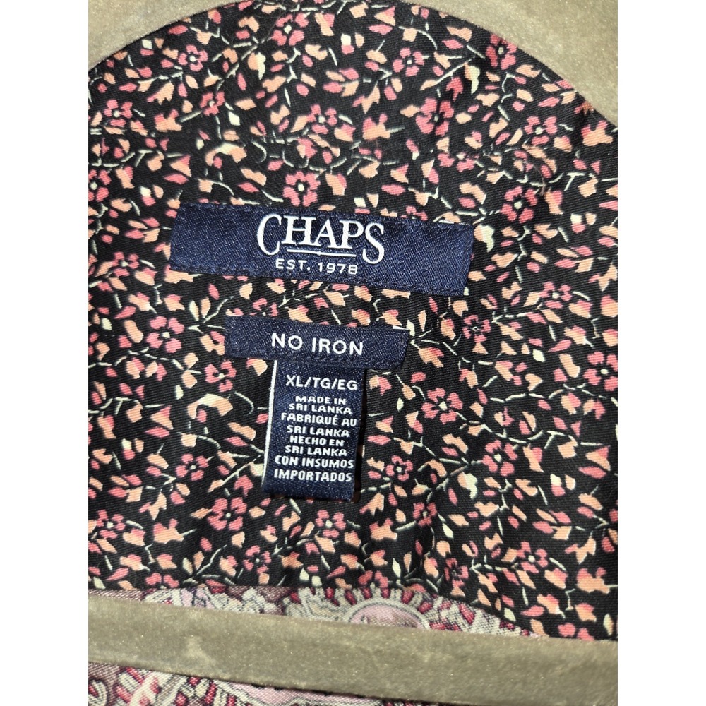 Chaps Women's Burgundy Paisley No Iron Long Sleeve Cotton Button Dress Shirt. XL - Picture 2 of 4